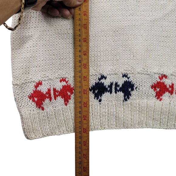 Woolrich 1990s Large Hand Cable Knit Sailboat Sweater Vest Vintage Deadstock - Picture 8 of 9